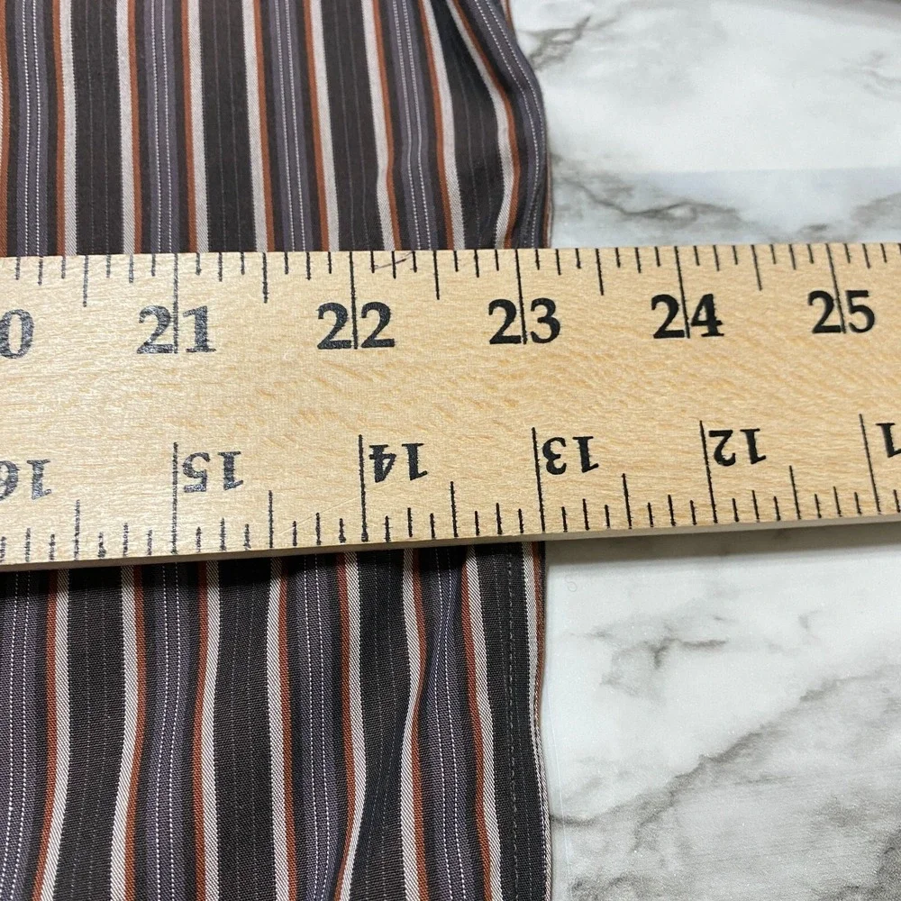 Banana Republic‎ Slim Fit Non Iron Mens Dress Shirt Sz 16-16 1/2 Brown Striped